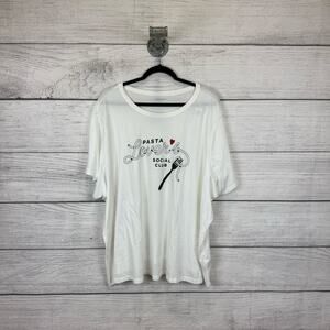 Old Navy Plus Size White Pasta Lover's Graphic Short Sleeve Cotton Tee Size 4X
